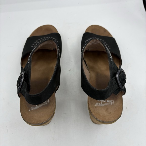 Dansko Sandals Womens Size 7 EU 38 Deandra Studded Leather Block Heel Black - Picture 6 of 10